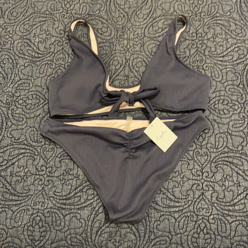 NWT Cupshe two piece bathing suit bikini blue